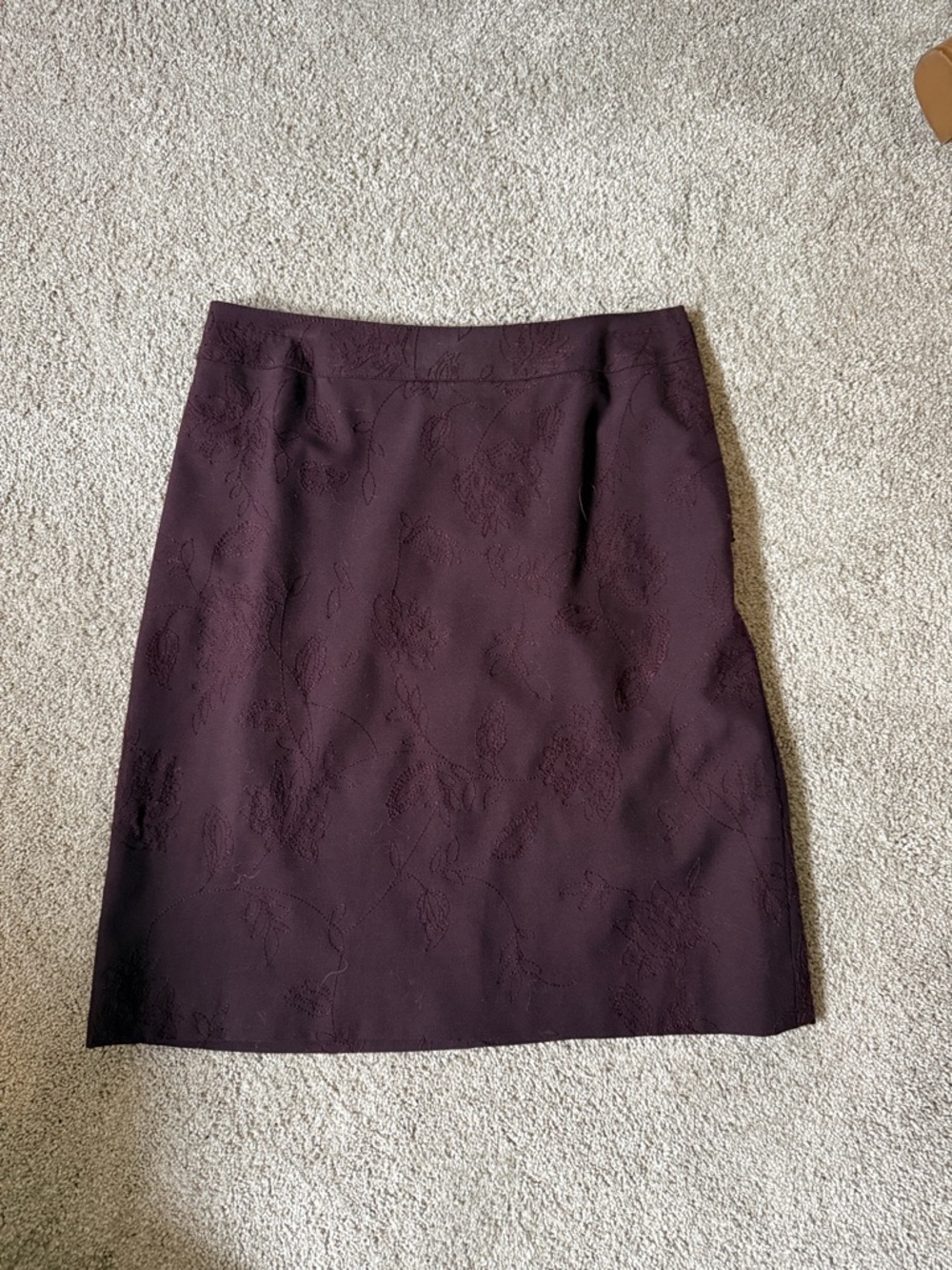 Ann Taylor Plum Embroidered Pencil Skirt